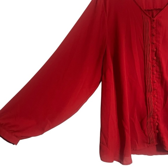 Torrid Red V-Neck Blouse 3x - Picture 3 of 9